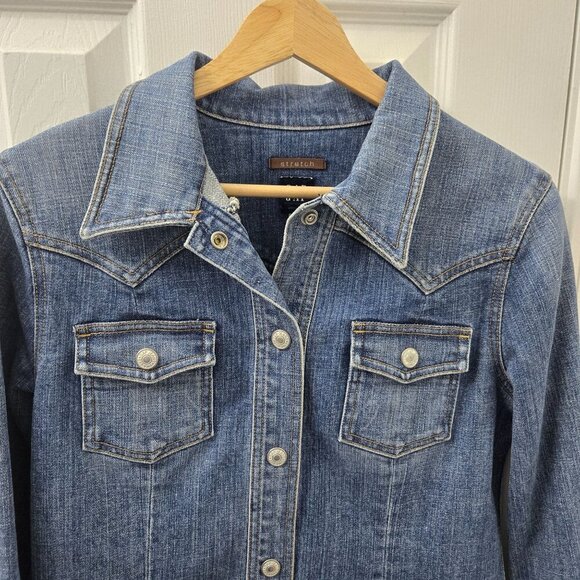 Vtg Gap Denim Jacket Women Small Snap Front western Y2K Rodeo Utility Retro Boho - Picture 10 of 15